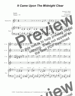 page one of It Came Upon The Midnight Clear (Saxophone Quartet and Piano)