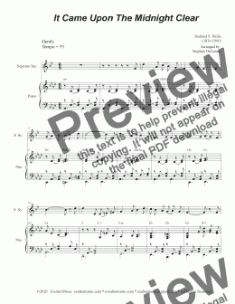 page one of It Came Upon The Midnight Clear (Soprano Saxophone and Piano)