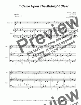 page one of It Came Upon The Midnight Clear (Tenor Saxophone and Piano)