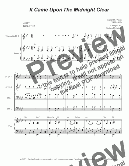 page one of It Came Upon The Midnight Clear (Brass Quartet and Piano - Alternate Version)