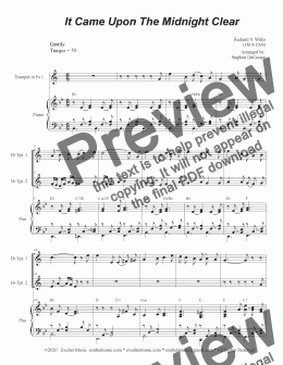 page one of It Came Upon The Midnight Clear (Duet for Bb-Trumpet)