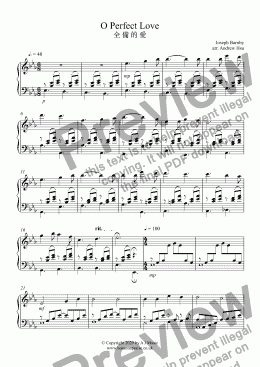 page one of O Perfect Love - Piano Solo