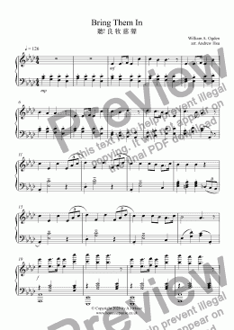 page one of Bring Them In - Piano Solo