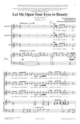 page one of Let Me Open Your Eyes To Beauty (SSA Choir)