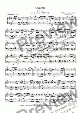 page one of 1764 Mozart's London Allegretto K 15a