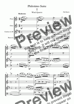page one of Philotimo Suite  - Wind Quartet