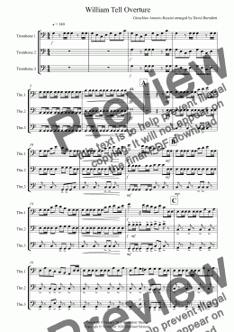 page one of William Tell Overture for Trombone Trio