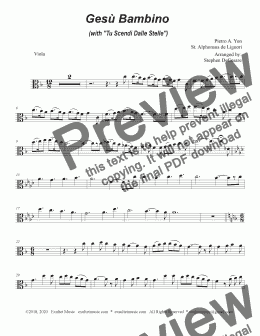 page one of Gesu Bambino (with "Tu Scendi Dalle Stelle") (Viola solo and Piano)