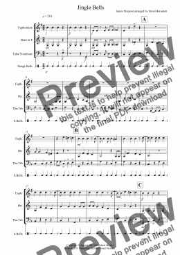 page one of Jingle Bells (Jazzy Style!) for Euphonium, Horn and Tuba Trio