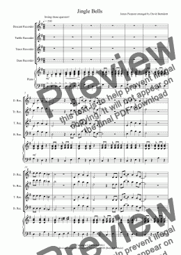 page one of Jingle Bells for Recorder and Piano