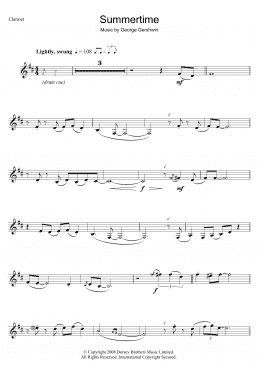 page one of Summertime (Clarinet Solo)