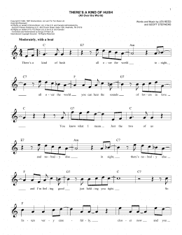 page one of There's A Kind Of Hush (All Over The World) (Easy Lead Sheet / Fake Book)