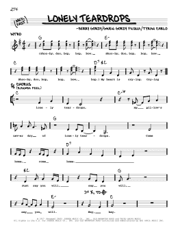 page one of Lonely Teardrops (Real Book – Melody & Chords)