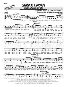 page one of Single Ladies (Put A Ring On It) (Real Book – Melody & Chords)