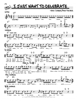 page one of I Just Want To Celebrate (Real Book – Melody & Chords)