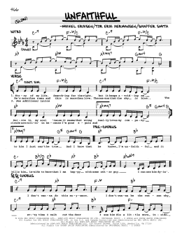 page one of Unfaithful (Real Book – Melody & Chords)