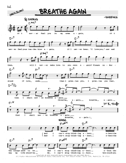 page one of Breathe Again (Real Book – Melody & Chords)