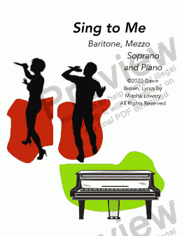 page one of Sing to Me for piano, Baritone, and Mezzo-Soprano