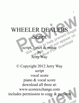 page one of Wheeler Dealers (Script for Musical Comedy)
