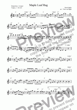 page one of Maple Leaf Rag - Lead Sheet