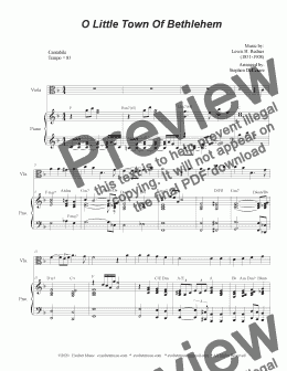 page one of O Little Town Of Bethlehem (Viola solo and Piano)