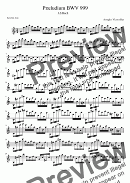 page one of Prelude BWV 999 Johann Sebastian Bach