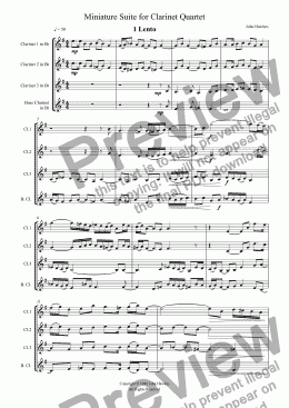 page one of Miniature Suite for Clarinet Quartet