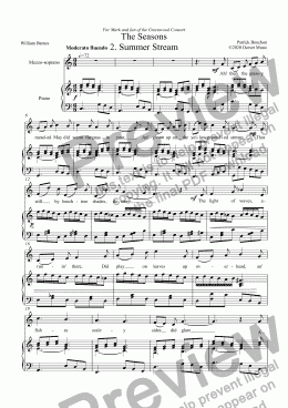page one of The Seasons:  2. Summer Stream for Mezzo-soprano and Piano