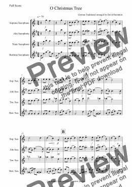 page one of O Christmas Tree for Saxophone Quartet