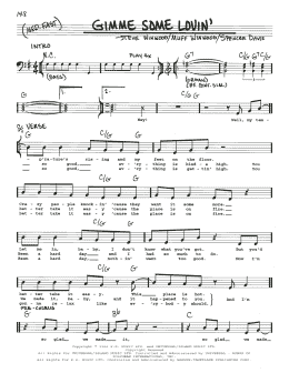 page one of Gimme Some Lovin' (Real Book – Melody & Chords)