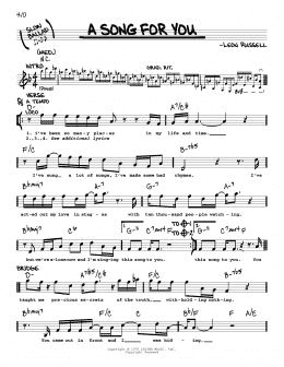 page one of A Song For You (Real Book – Melody & Chords)