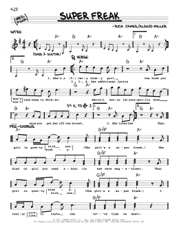 page one of Super Freak (Real Book – Melody & Chords)