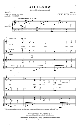 page one of All I Know (SATB Choir)