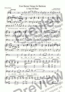page one of Four Barnes'  Songs for Baritone 3. See Or Hear