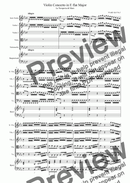 page one of Vivaldi Violin Concerto in E flat Major Op. 8 No. 5
