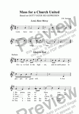 page one of Mass for a Church United (congregation parts)
