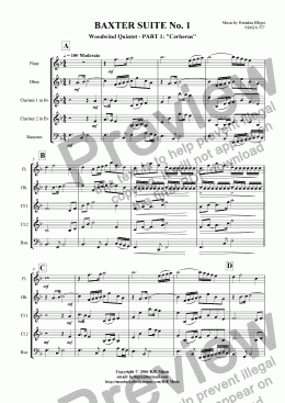 page one of Baxter Suite No. 1 - Woodwind Quintet