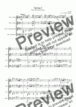 page one of Spring I (2 Flutes and B-flat Clarinet/Bassoon)