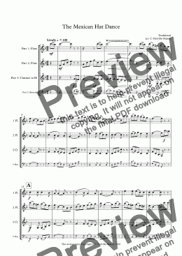 page one of The Mexican Hat Dance (2 Flutes and Clarinet in B-flat/Bassoon)