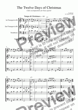 page one of The Twelve Days of Christmas (accompaniment for Brass Quartet)