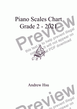 page one of Piano Grade 2 Scales Chart - 2021