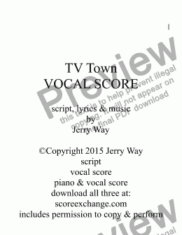 page one of TV Town (Vocal Score for Musical Comedy)