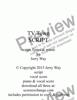 page one of TV Town (Script for Musical Comedy)
