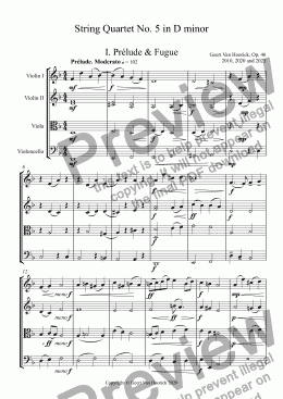 page one of String Quartet No. 5 in D minor, Op. 46 - I. Prélude & Fugue