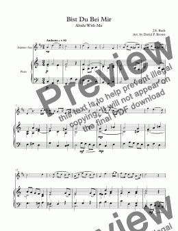 page one of Bist Du Bei Mir for Soprano Saxophone