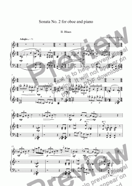 page one of Sonata No. 2 for oboe and piano, Op. 18 - II. Blues