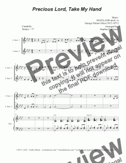 page one of Precious Lord, Take My Hand (Duet for C-Instruments)