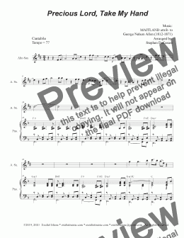 page one of Precious Lord, Take My Hand (Alto Saxophone and Piano)