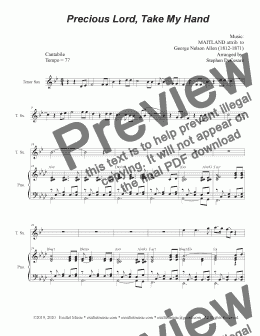page one of Precious Lord, Take My Hand (Tenor Saxophone and Piano)