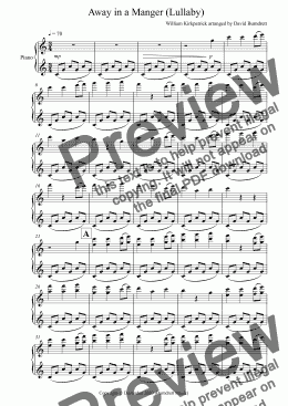 page one of Away in a Manger (Lullaby) for Piano Solo